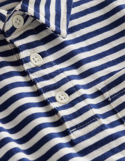 Boden vêtements bleu marine/ivoire garçons polo flammé à rayures LB2X863