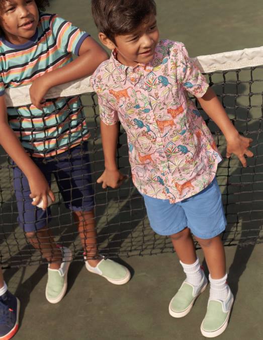 Boden vêtements jardin tropical rose camée garçons chemise en coton et lin LB2X850