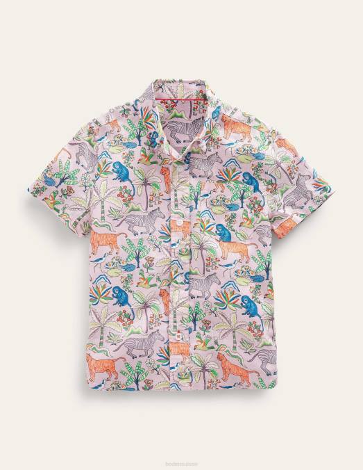 Boden vêtements jardin tropical rose camée garçons chemise en coton et lin LB2X850