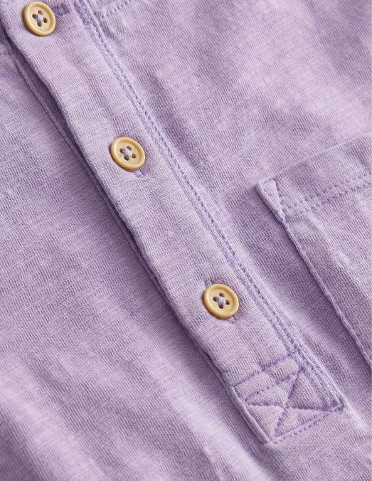 Boden vêtements lavande brumeuse garçons t-shirt henley en coton lavé LB2X868