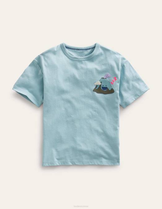 Boden vêtements tourmaline montagne bleue garçons t-shirt devant et derrière LB2X853