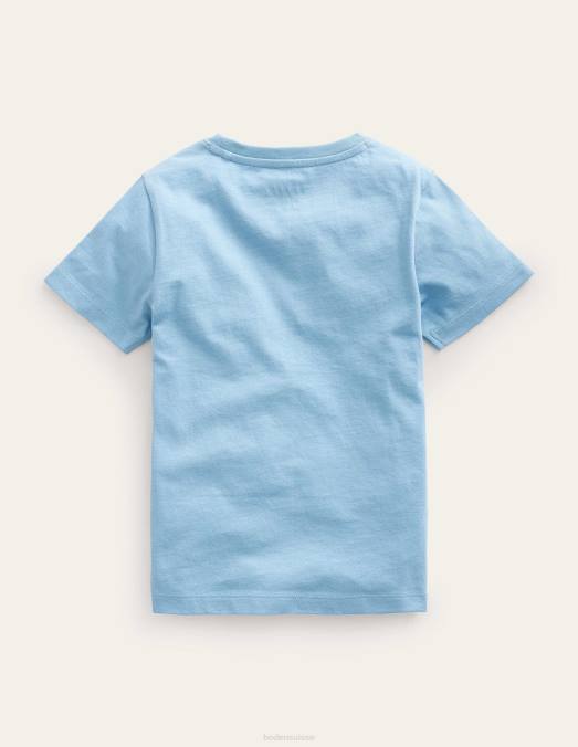 Boden vêtements train de galets bleus garçons t-shirt en coton au point de croix LB2X860