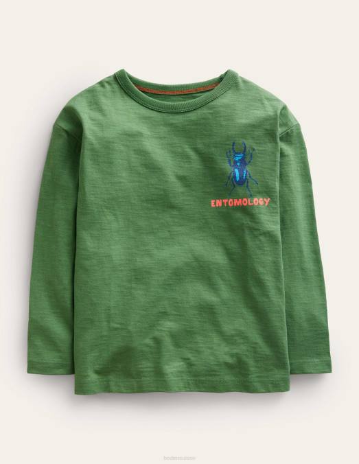 Boden vêtements vert safari garçons t-shirt amusant avec logo scientifique LB2X864