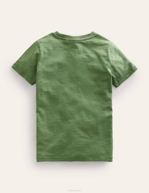 Boden vêtements vert safari garçons t-shirt flammé délavé LB2X870