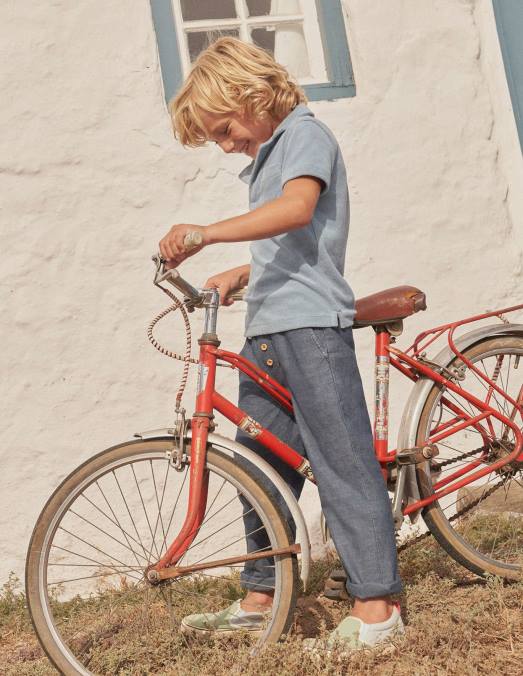 Boden vêtements caillou Bleu garçons polo en éponge LB2X871