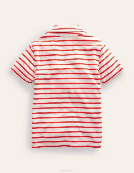 Boden vêtements rouge blanc garçons polo en éponge LB2X873