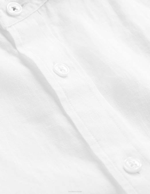 Boden vêtements blanc Hommes chemise en lin à col grand-père LB2X3628