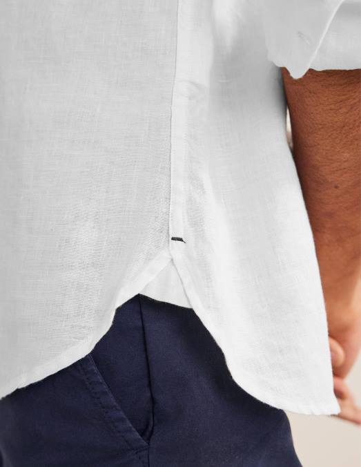 Boden vêtements blanc Hommes chemise en lin à col grand-père LB2X3628