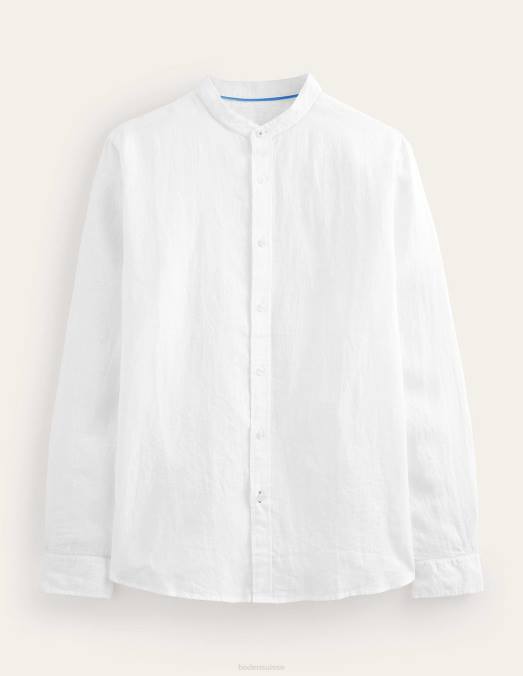 Boden vêtements blanc Hommes chemise en lin à col grand-père LB2X3628