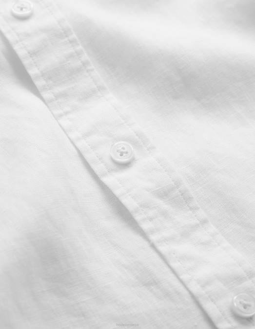 Boden vêtements blanc Hommes chemise en lin à col italien LB2X3633