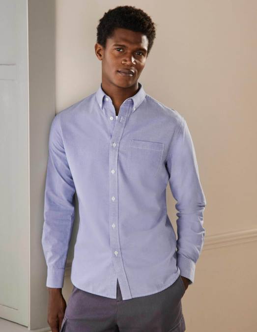 Boden vêtements bleu Hommes chemise oxford coupe slim LB2X3630