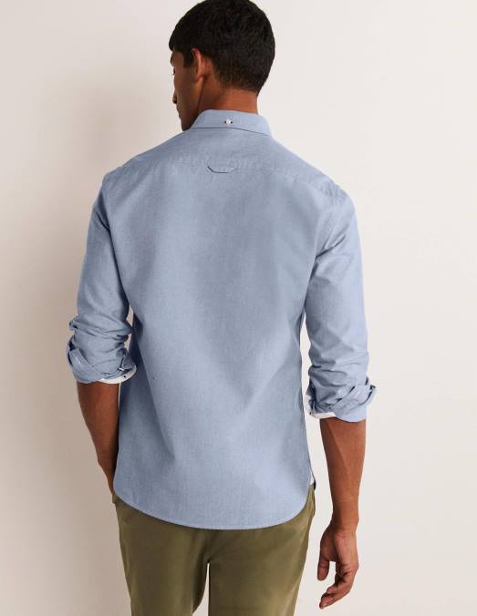 Boden vêtements bleu Oxford Hommes chemise slim boutonnée LB2X3603