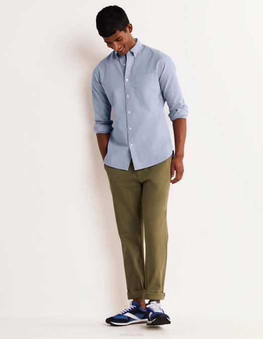 Boden vêtements bleu Oxford Hommes chemise slim boutonnée LB2X3603