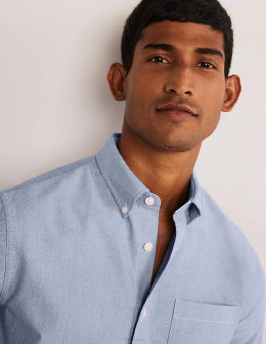 Boden vêtements bleu Oxford Hommes chemise slim boutonnée LB2X3603