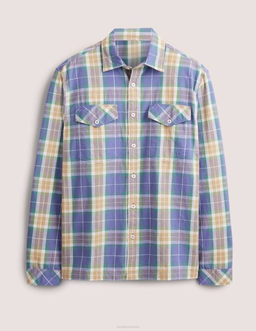 Boden vêtements carreaux bleu corse Hommes chemise décontractée à carreaux en coton LB2X3535