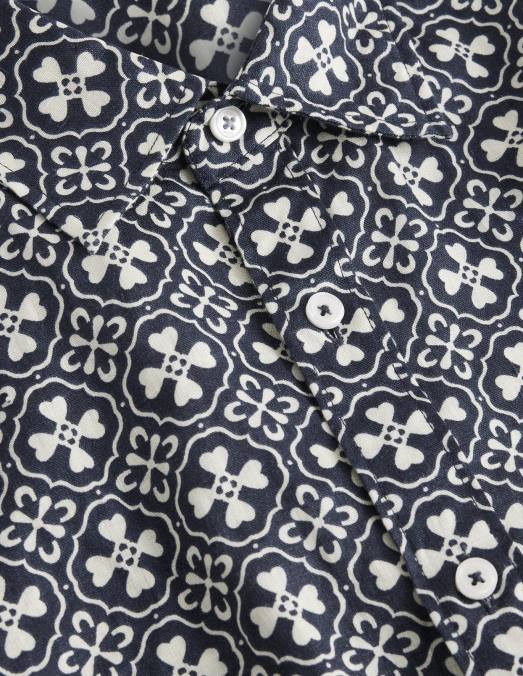 Boden vêtements carrelage marine française Hommes chemise en lin à col italien LB2X3629