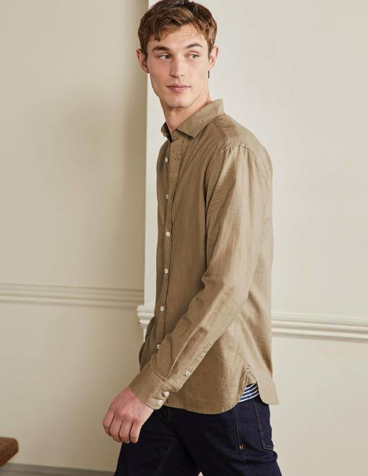 Boden vêtements malt Hommes chemise en lin à col italien LB2X3611