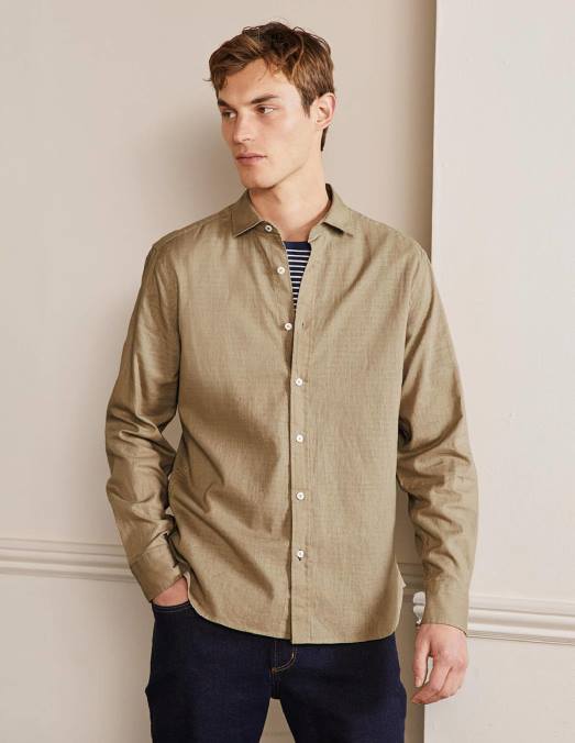 Boden vêtements malt Hommes chemise en lin à col italien LB2X3611