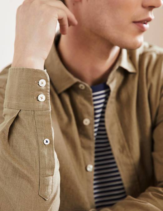 Boden vêtements malt Hommes chemise en lin à col italien LB2X3611