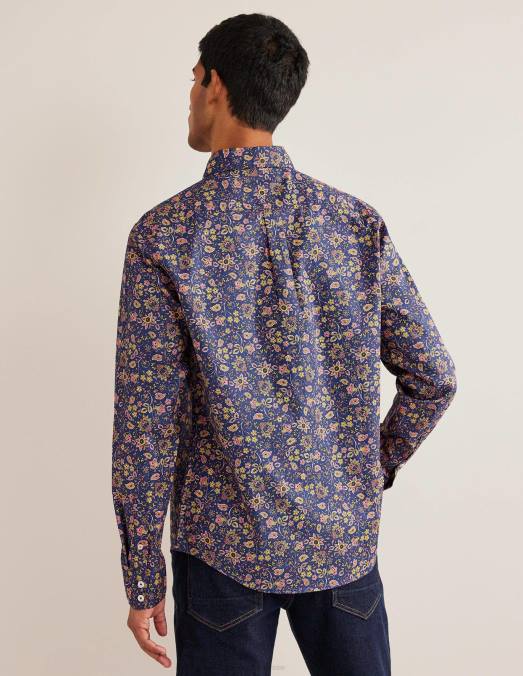 Boden vêtements pêche, cachemire, floral Hommes chemise en sergé à col italien LB2X3613