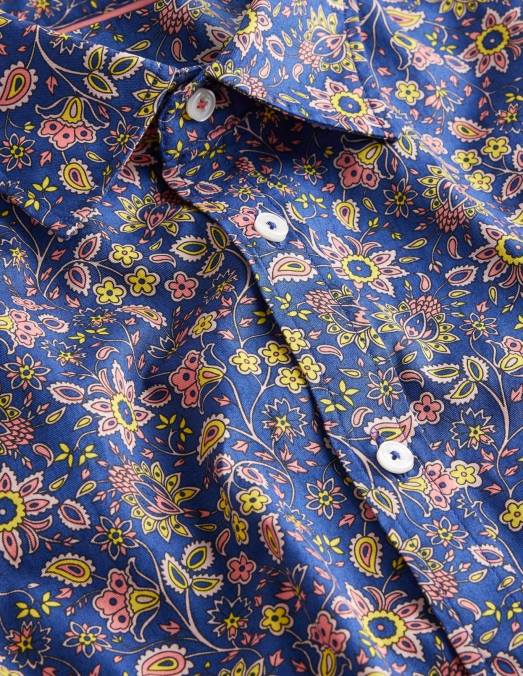 Boden vêtements pêche, cachemire, floral Hommes chemise en sergé à col italien LB2X3613