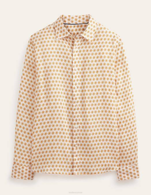 Boden vêtements récolter le soleil d'or Hommes chemise en lin à col italien LB2X3511