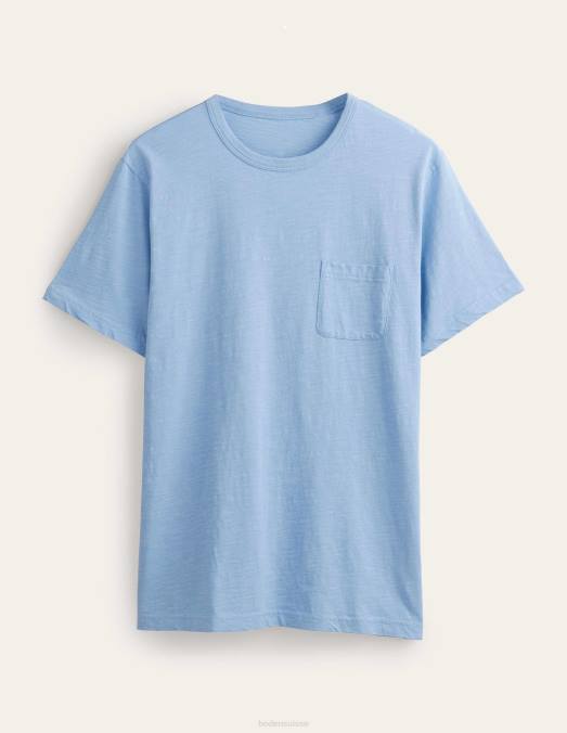 Boden vêtements bleu clair Hommes t-shirt flammé blanchi LB2X3626