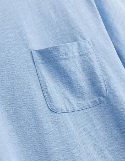 Boden vêtements bleu clair Hommes t-shirt flammé blanchi LB2X3626