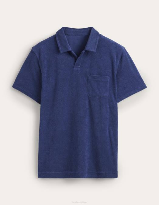 Boden vêtements bleu marine Hommes polo en éponge à col ouvert LB2X3620