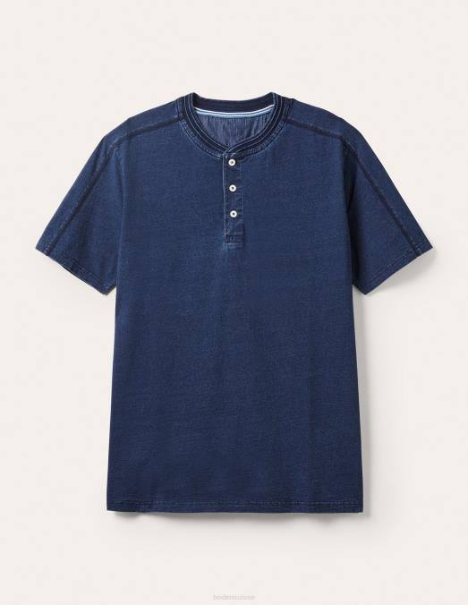 Boden vêtements indigo Hommes Henley à manches courtes LB2X3610