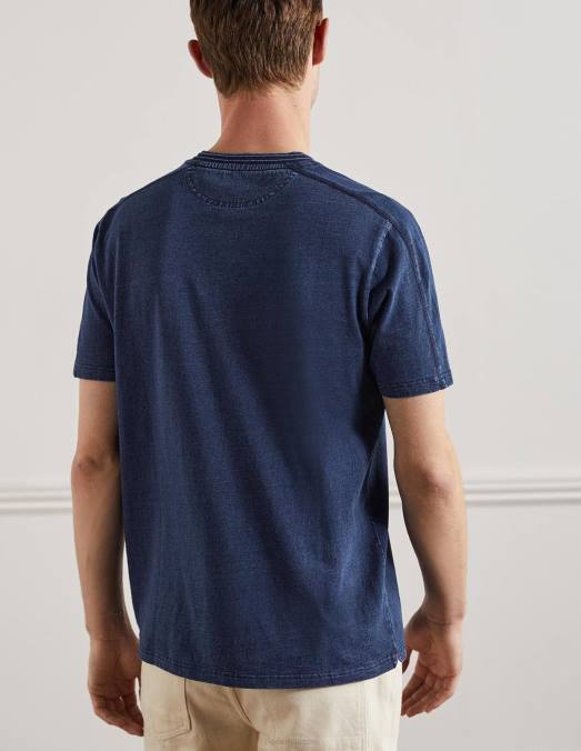Boden vêtements indigo Hommes Henley à manches courtes LB2X3610
