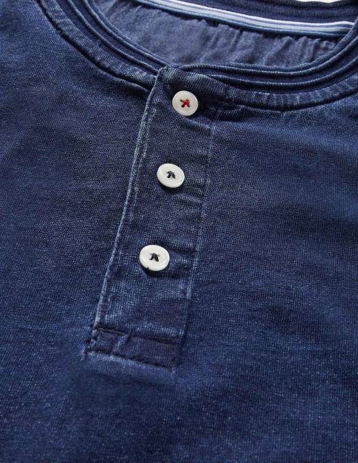 Boden vêtements indigo Hommes Henley à manches courtes LB2X3610