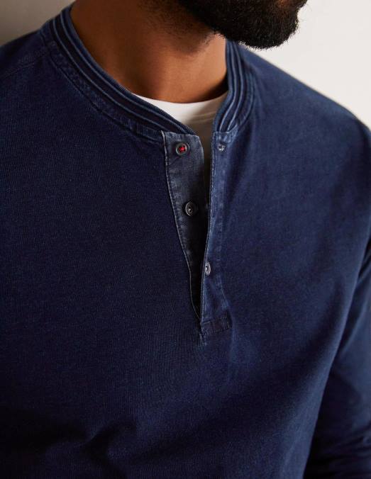 Boden vêtements indigo Hommes Henley à manches longues LB2X3588