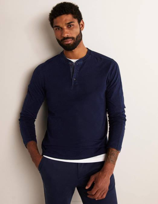 Boden vêtements indigo Hommes Henley à manches longues LB2X3588