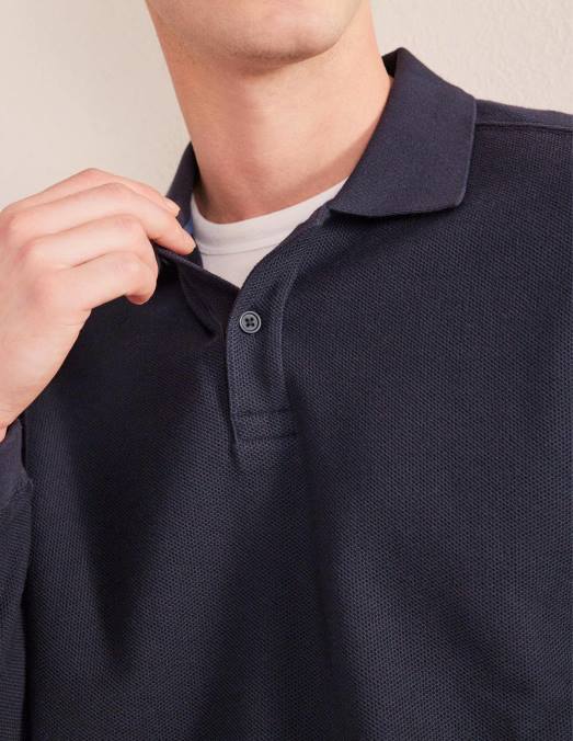 Boden vêtements marine Hommes polo décontracté à manches longues LB2X3527