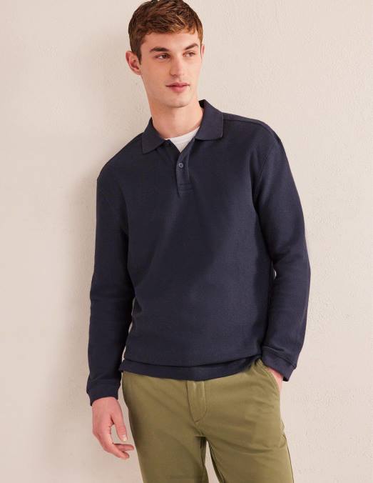 Boden vêtements marine Hommes polo décontracté à manches longues LB2X3527