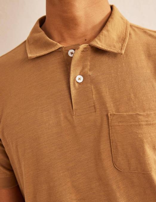 Boden vêtements ours en peluche marron Hommes polo à manches courtes en jersey flammé LB2X3539