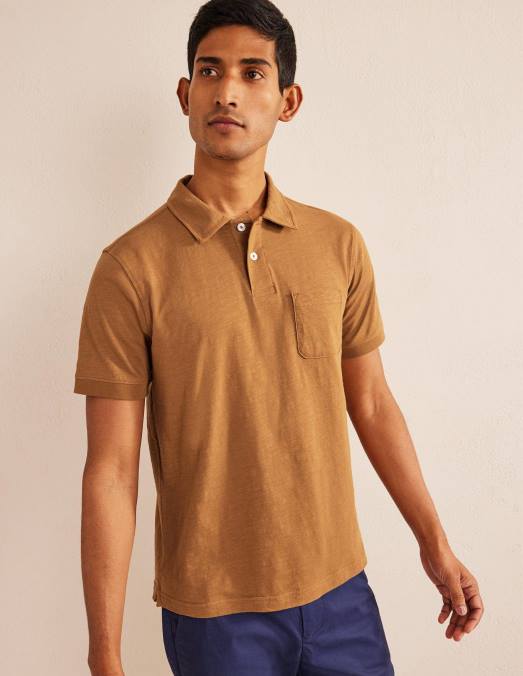 Boden vêtements ours en peluche marron Hommes polo à manches courtes en jersey flammé LB2X3539