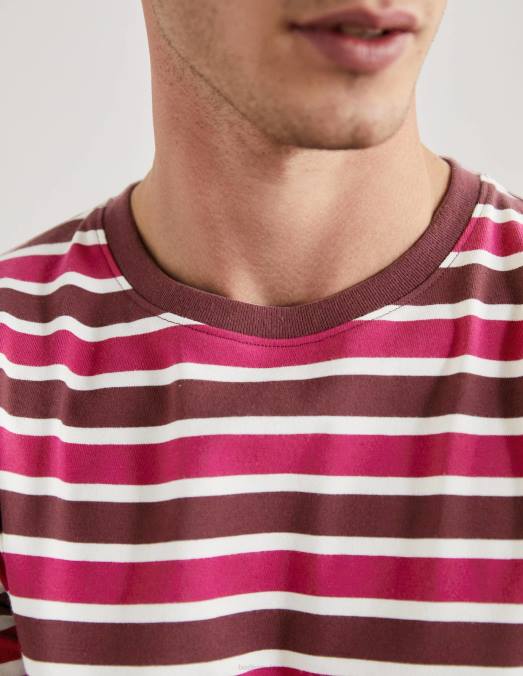 Boden vêtements pénélope à rayures roses Hommes t-shirt classique en coton LB2X3601