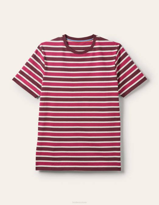 Boden vêtements pénélope à rayures roses Hommes t-shirt classique en coton LB2X3601