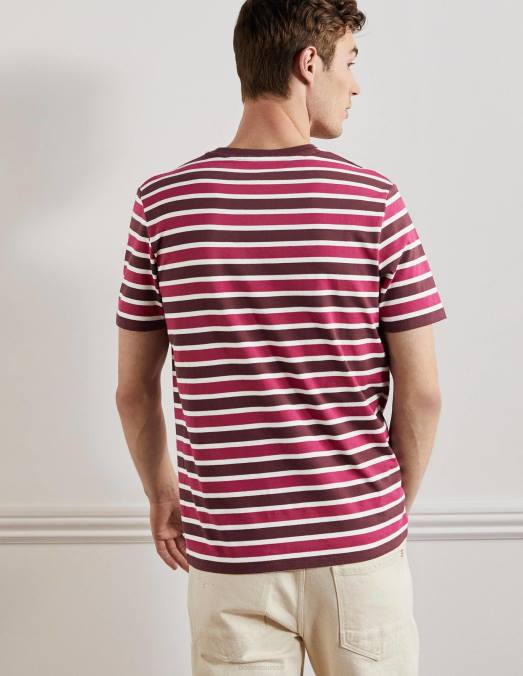 Boden vêtements pénélope à rayures roses Hommes t-shirt classique en coton LB2X3601
