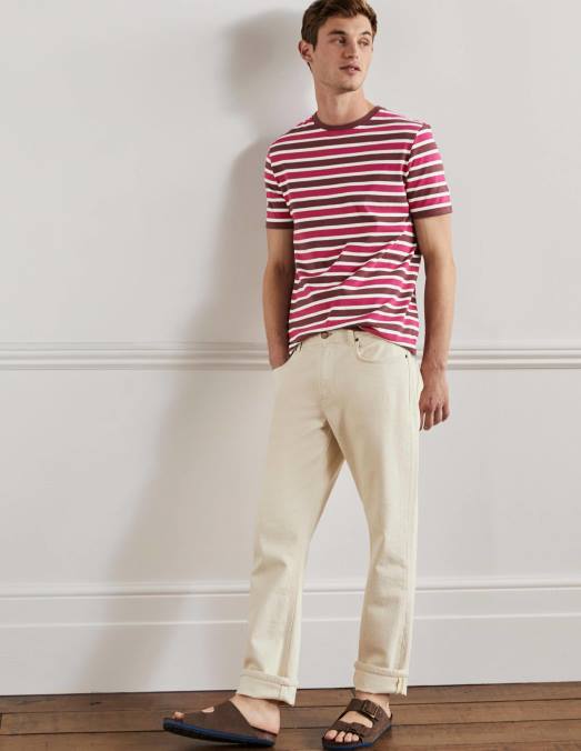 Boden vêtements pénélope à rayures roses Hommes t-shirt classique en coton LB2X3601