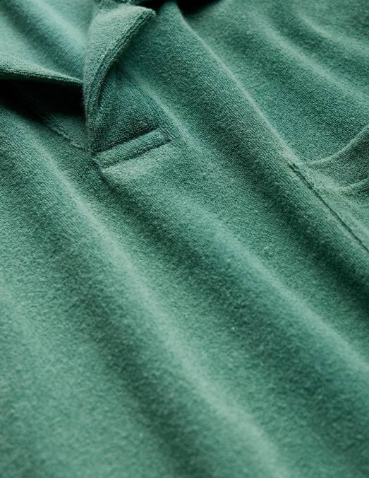 Boden vêtements vert d'eau profond Hommes polo en éponge à col ouvert LB2X3502