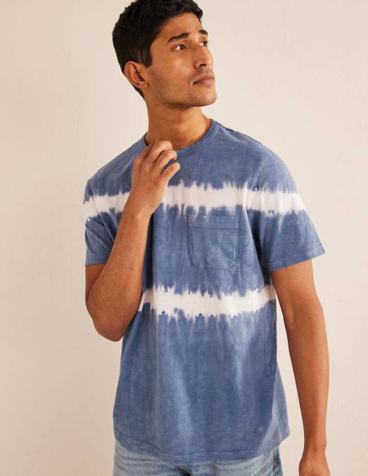 Boden vêtements vraie marine Hommes t-shirt délavé tie-dye LB2X3637