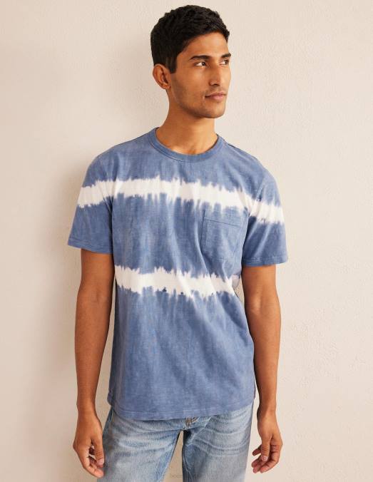 Boden vêtements vraie marine Hommes t-shirt délavé tie-dye LB2X3637
