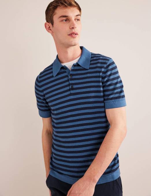 Boden vêtements vraie rayure marine Hommes polo côtelé en maille LB2X3555