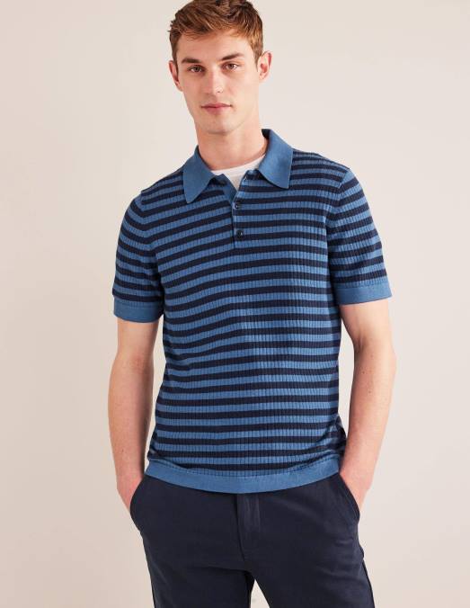 Boden vêtements vraie rayure marine Hommes polo côtelé en maille LB2X3555