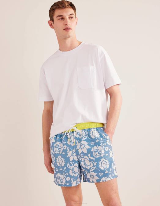 Boden vêtements tribord et écru floral Hommes short de bain à taille élastiquée LB2X3498