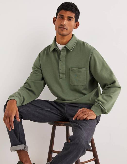 Boden vêtements alligator vert Hommes sweat-shirt à col boutonné LB2X3622
