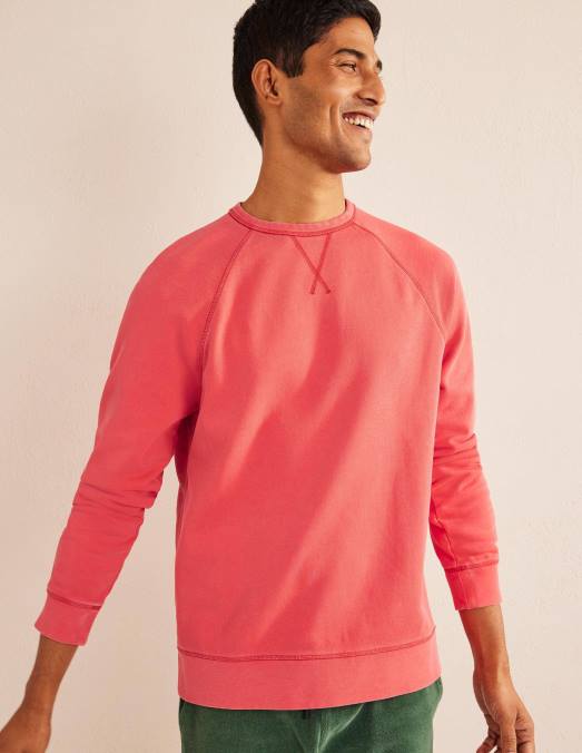 Boden vêtements confiture rouge Hommes sweat-shirt teint en pièce LB2X3506